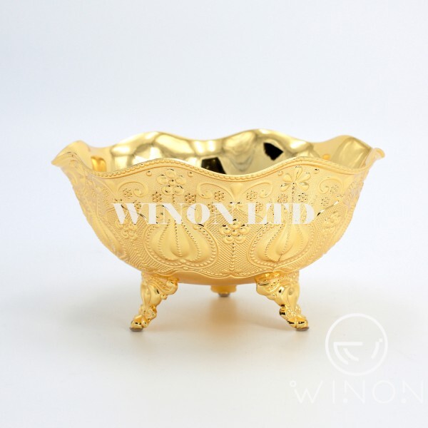 golden plated 7"round bowl with leg